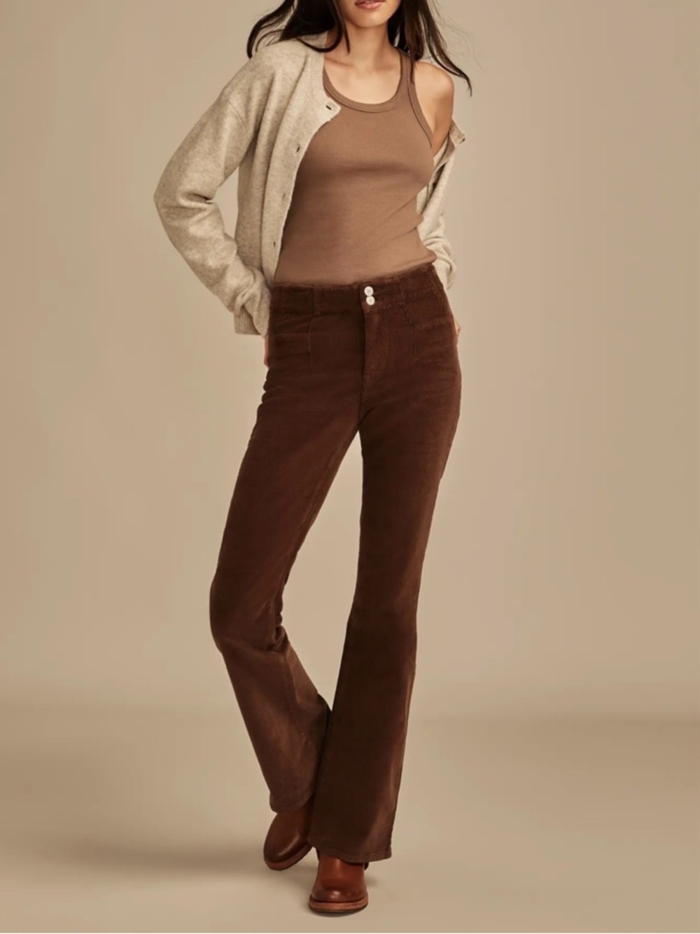 Lucky Brand Brown Corduroy Flare Pants